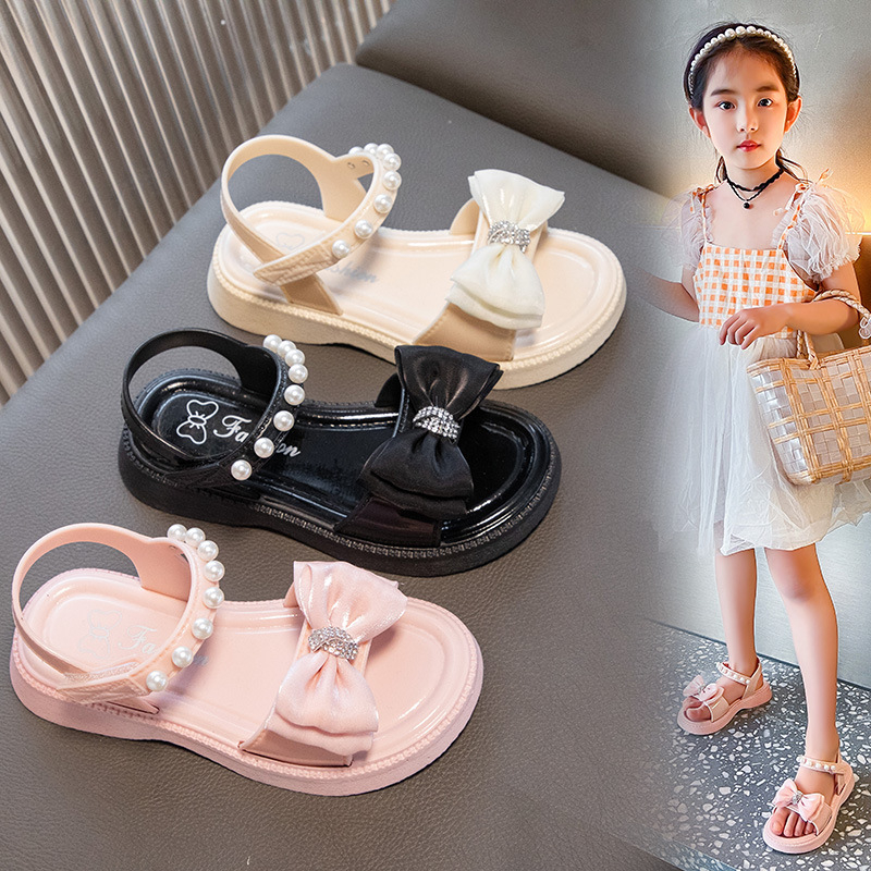 SANDAL sepatu anak perempuan motif pita permata artificial