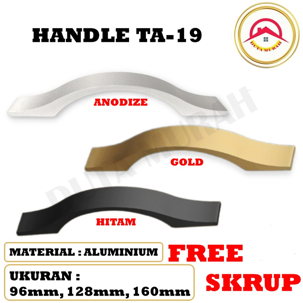 Handel Tarikan Laci / Lemari Pintu Minimalis Handle TA 19 Tarikan Lemari Aluminium Anodize,Gold, Black Sale