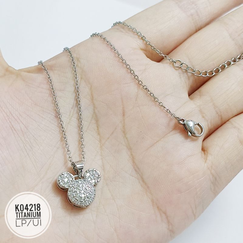 Kalung anak titanium mickey silver K04218