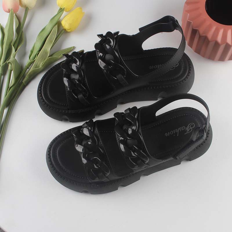 GROSIRTAS TG1749 Sandal Gladiator Jelly Wanita Import Tali Rantai Dua/ Sendal Wedges Fashion Wanita/ Sandal Gunung Jelly Kekinian