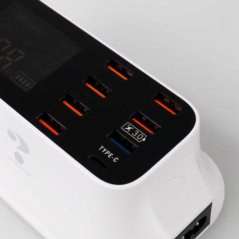 USLION Charger USB Station USB Type C + Type A 8 Port LED Display - YC-CDA19Q