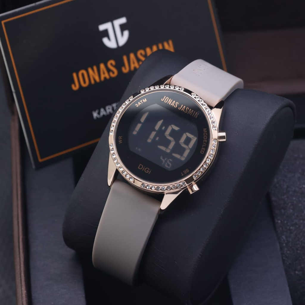 JAM TANGAN WANITA JONAS JASMIN 2249-LS026 DIGITAL WATCH RUBBER DATE ON