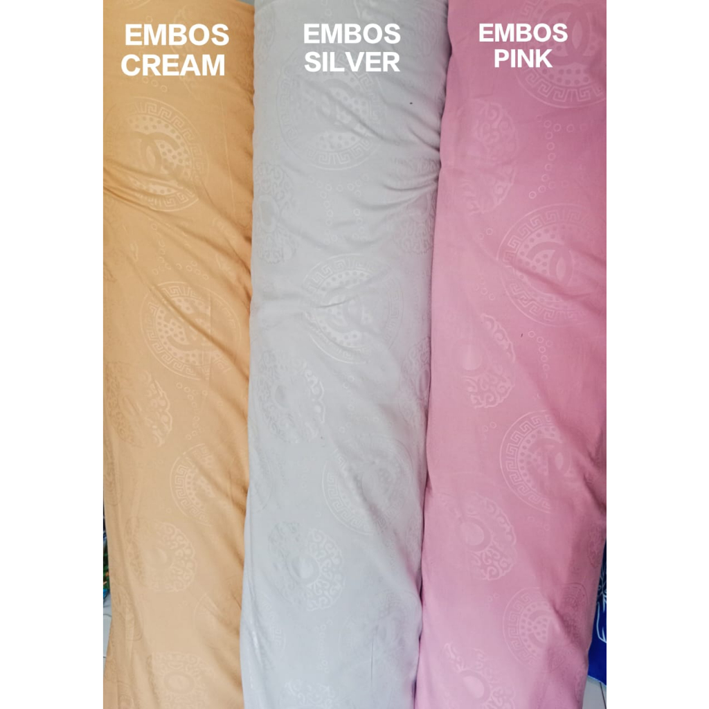 [POLOS 1 METER] Kain Sprei Polos/Embos Tebal Premium Motif Lebar 240cm Dispers Polimikro