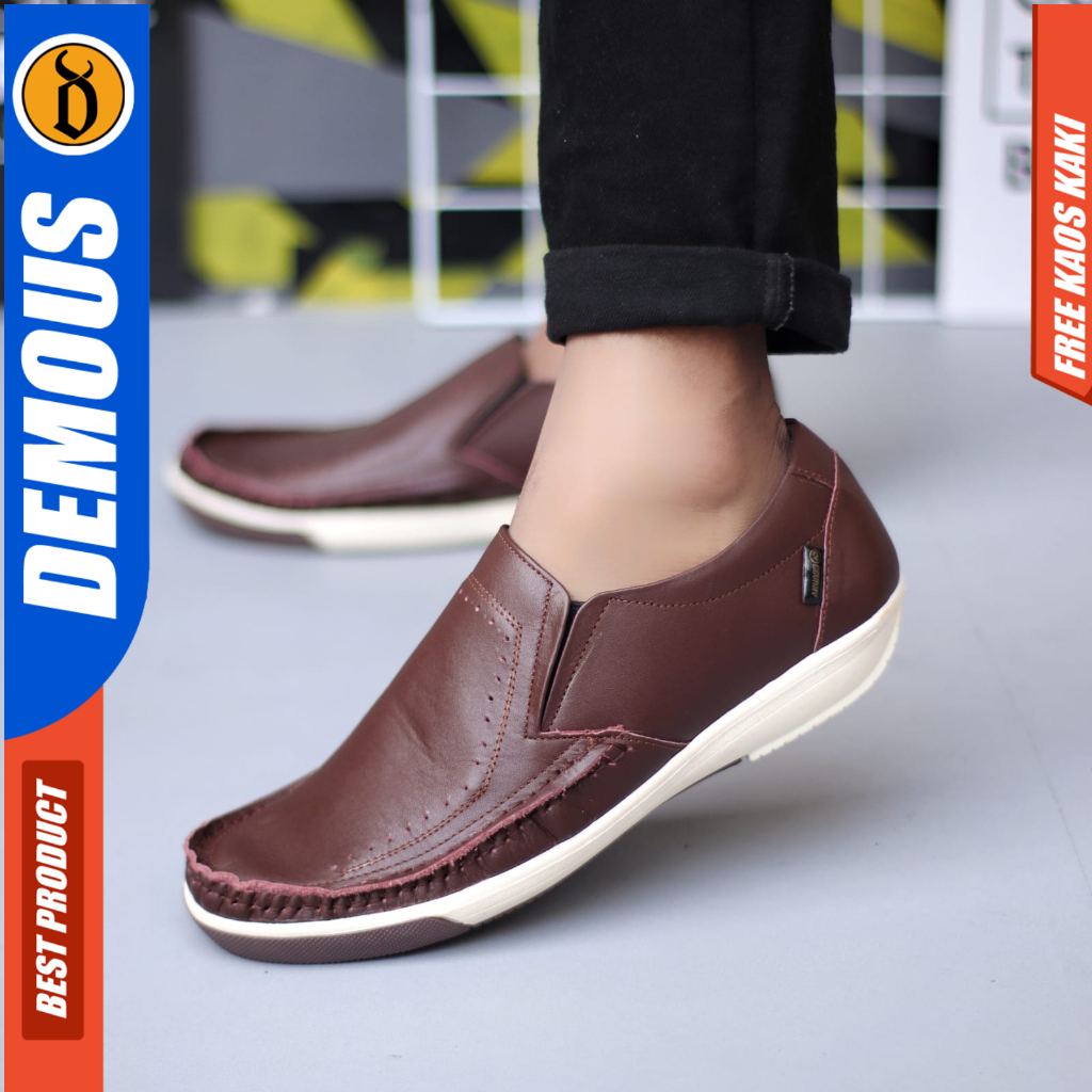 DEMOUS Sandro - Sepatu Formal Casual Hitam Kulit Kerja Pria