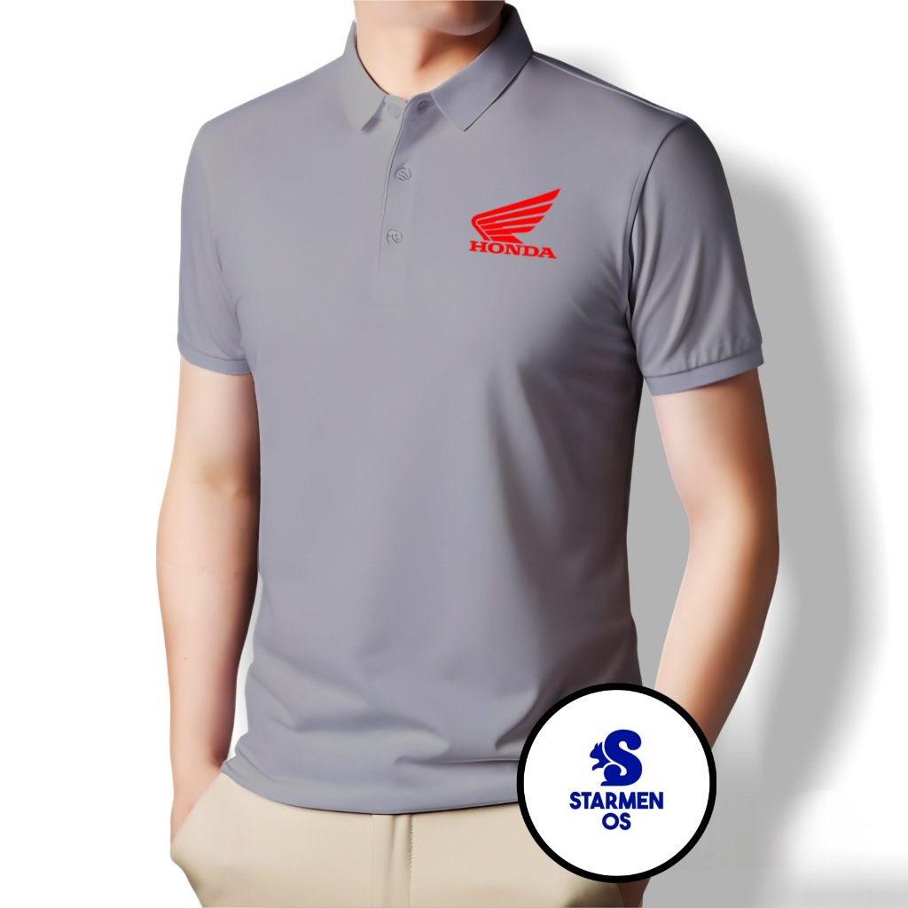Kaos Wangki Polo T-Shirt Pria Kerah Polos Logo HONDA MERAH ( 20 WARNA ) Part 1