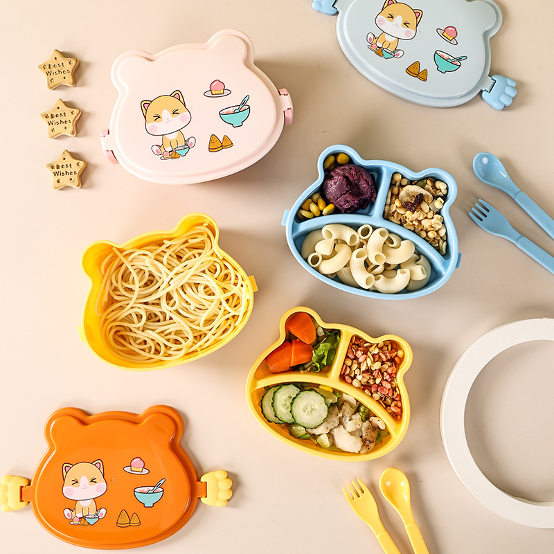 KOTAK MAKAN ANAK KARAKTER IMUT / LUNCH BOX ANAK FREE SENDOK GARPU KODE F1102 MIIAUW