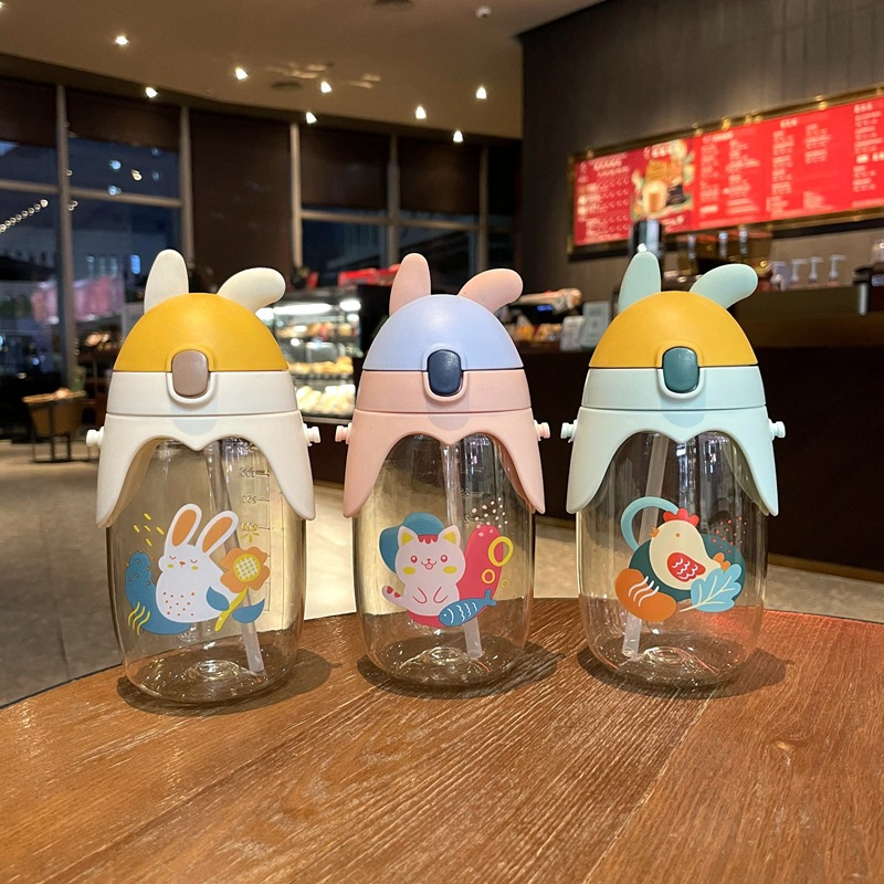 BOTOL MINUM ANAK MOTIF LUCU PLUS TALI MODEL LUCU DAN TANDUK 480ML 733 CUTE UP