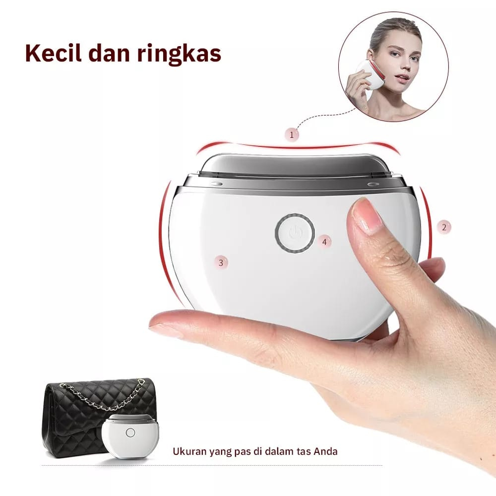 Gua Sha 4in1 EMS LED Face Massager Alat Pijat Wajah Perawatan Kulit Anti Aging Anti Smile Line Facial Massage Setrika Wajah Double chin kolagen