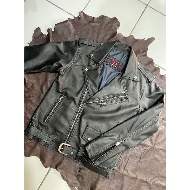 Jaket kulit asli ramones/jaket kulit kambing asli garut