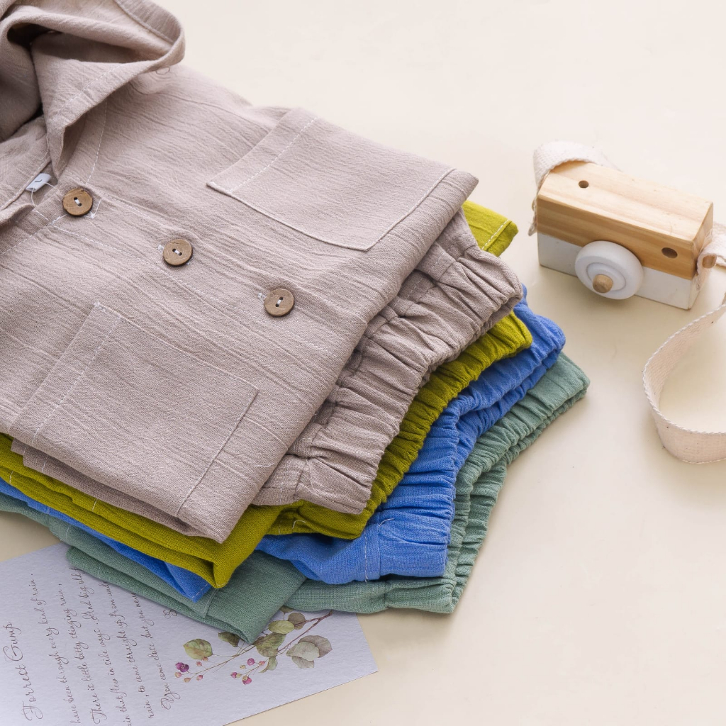 SET KENAN HOODIE SETELAN LINEN ANAK UNISEX 1-4 tahun Setelan Anak LakiLaki Setelan Anak Perempuan