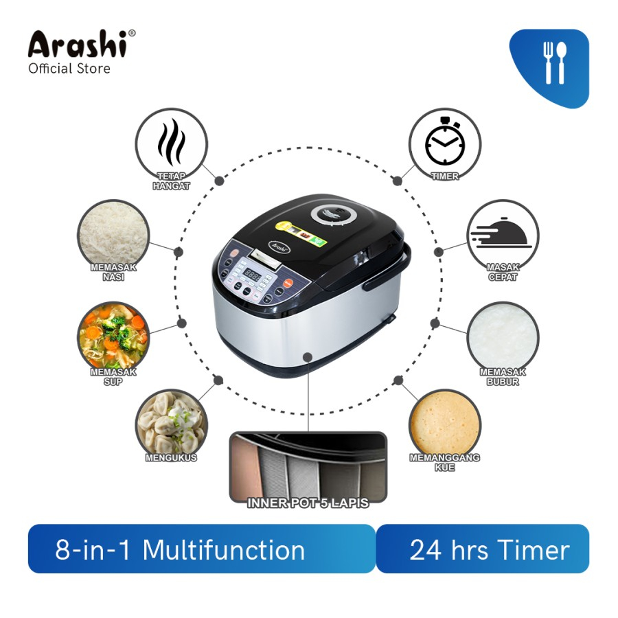Arashi Digital Rice Cooker ADC 2003 / Penanak Nasi (2 Liter)