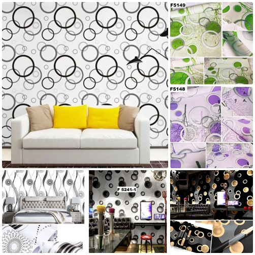 Wallpaper Motif Polkadot / Circle / Bulat Ukuran 45cm X 10m