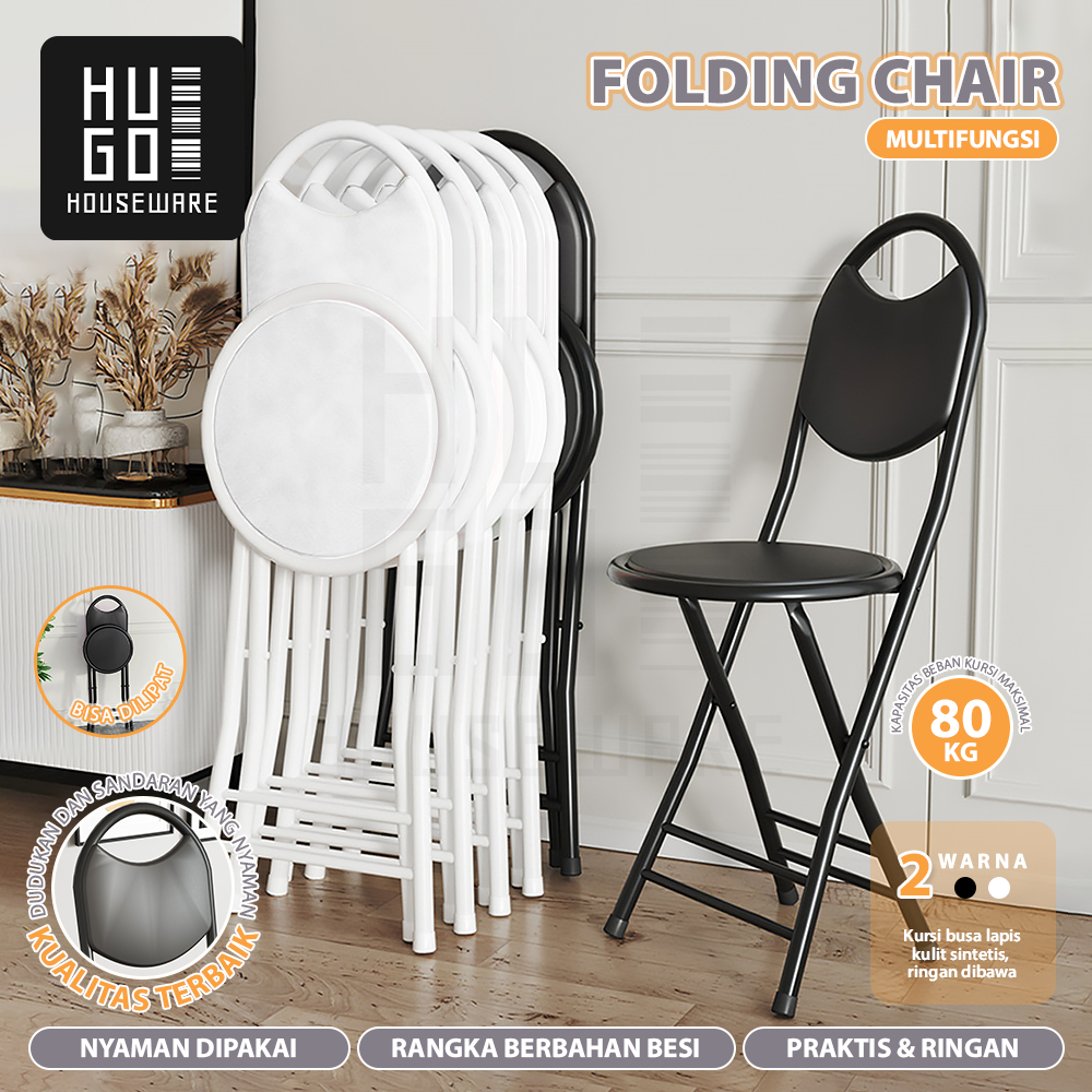 HUGO Kursi Kantor Lipat Portable Kursi Makan Lipat Travel Camping Outdoor Serbaguna Kursi Kerja