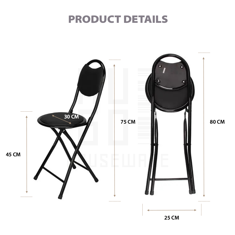HUGO Kursi Kantor Lipat Portable Kursi Makan Lipat Travel Camping Outdoor Serbaguna Kursi Kerja
