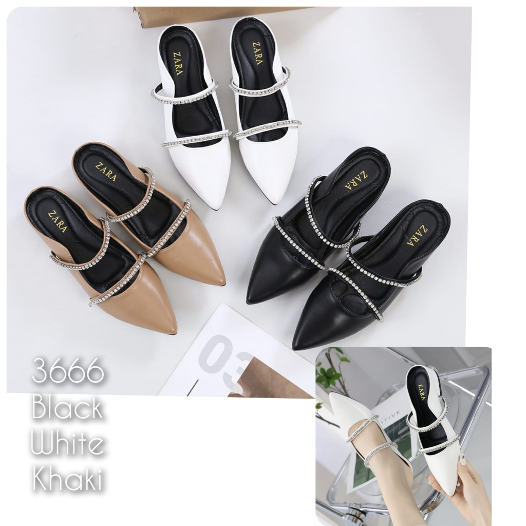 Sandal wanita Mules Cantik import Heels 2cm kode 3666
