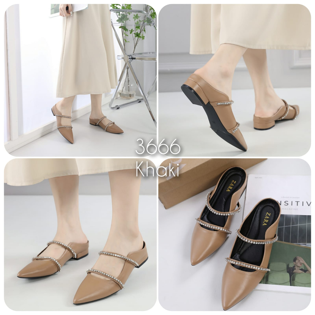 Sandal wanita Mules Cantik import Heels 2cm kode 3666