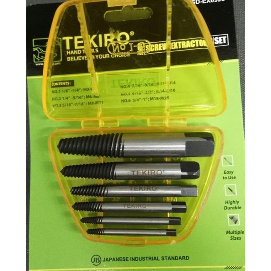 TEKIRO Screw Extractor Set 6 Pcs / Tap Balik Set Tekiro Japan