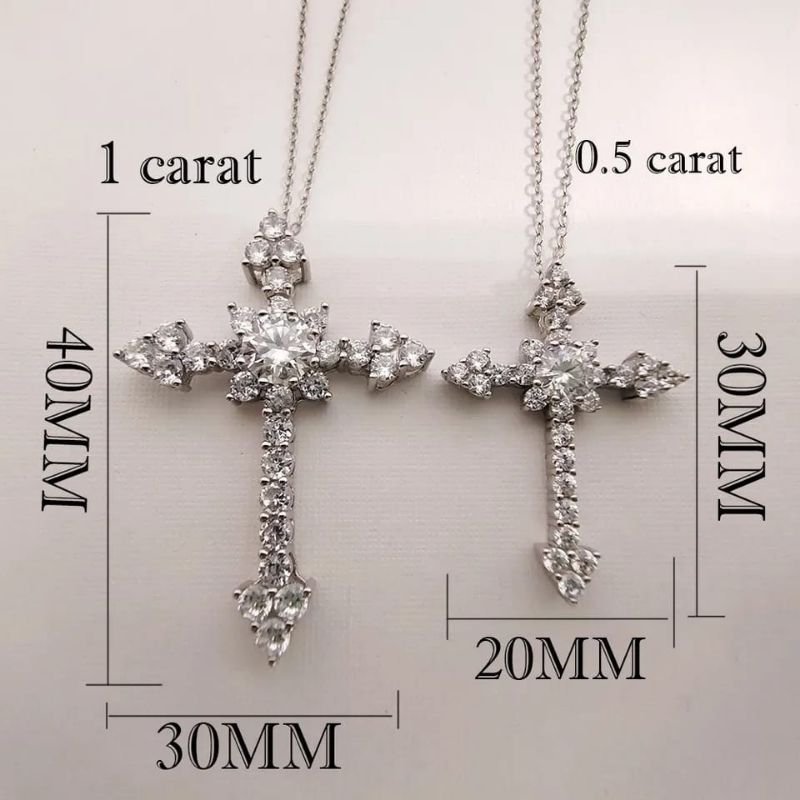 100% asli moissanite -Kalung salib 1carat Berlian Moissanite Diamond Necklace