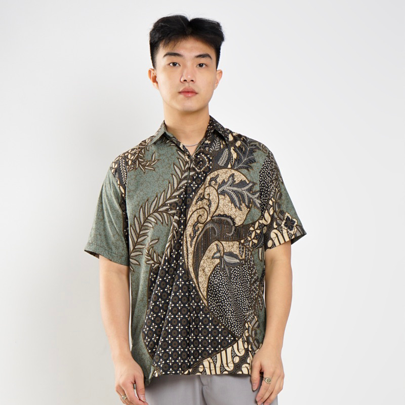 AKSAMA (SAGE) - Kemeja Batik Pria Lengan Pendek