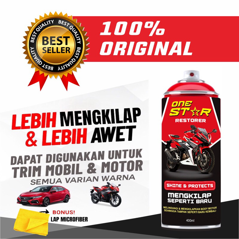 ONE STAR - Penghitam &amp; Pengkilap Body Mobil / Motor / Semir Ban