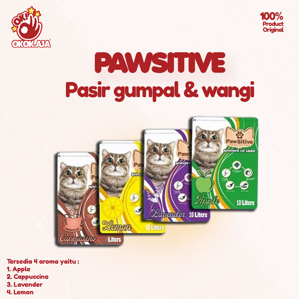 PAWSITIVE 10L Pasir kucing gumpal wangi ( EKSPEDISI )