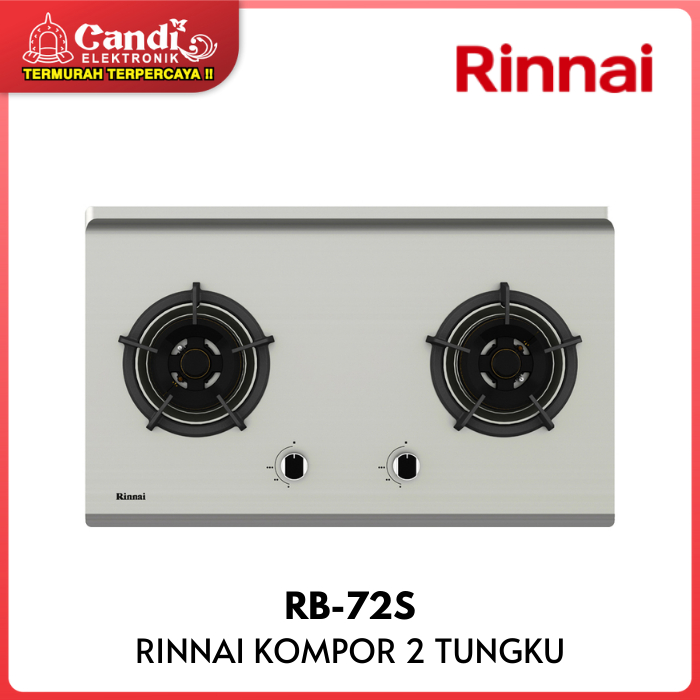 RINNAI Kompor Tanam Gas 2 Tungku Stainless Steel RB-72S