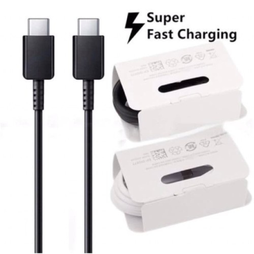 Cable Data White-Black Type C TO USB C dan USB to C Samsung ZFold 4 3 2 1 ZFlip 3 Z Fold 2 Flip 1 A320 A520 A720-2017 A3 A5 A7 Kabel Data Warna Putih-Hitam ORI Original Galaxy Adapter Charger Super Fast Charging 5G 4G Adaptor white Black