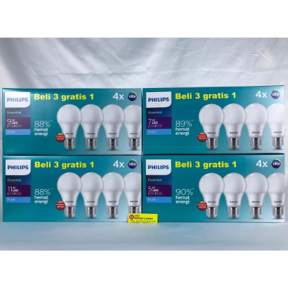 Philips Essential LED Paket 5W 7W 9W 11W Multipack 3 FREE 1 Promo