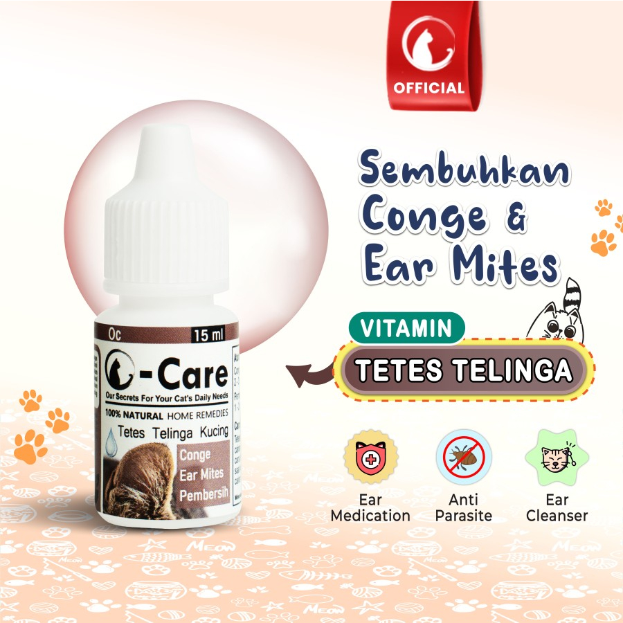 Obat Tetes Telinga Kucing Untuk Conge Radang Kuping Ear Mites dan Cairan Pembersih Olive Care