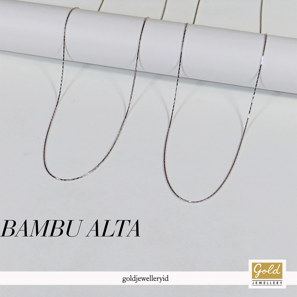 Kalung emas putih kadar 750 17k model bambu alta