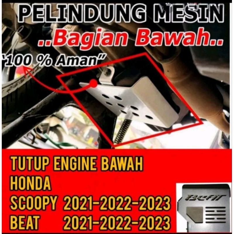 COVER ENGINE TUTUP ENGINE PELINDUNG BAWAH MESIN HONDA BEAT SCOOPY 2020 - 2023