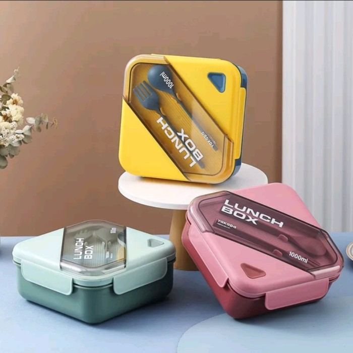 LUNCH BOX SET TEMPAT MAKAN SET KOTAK MAKAN SEKAT ANTI TUMPAH