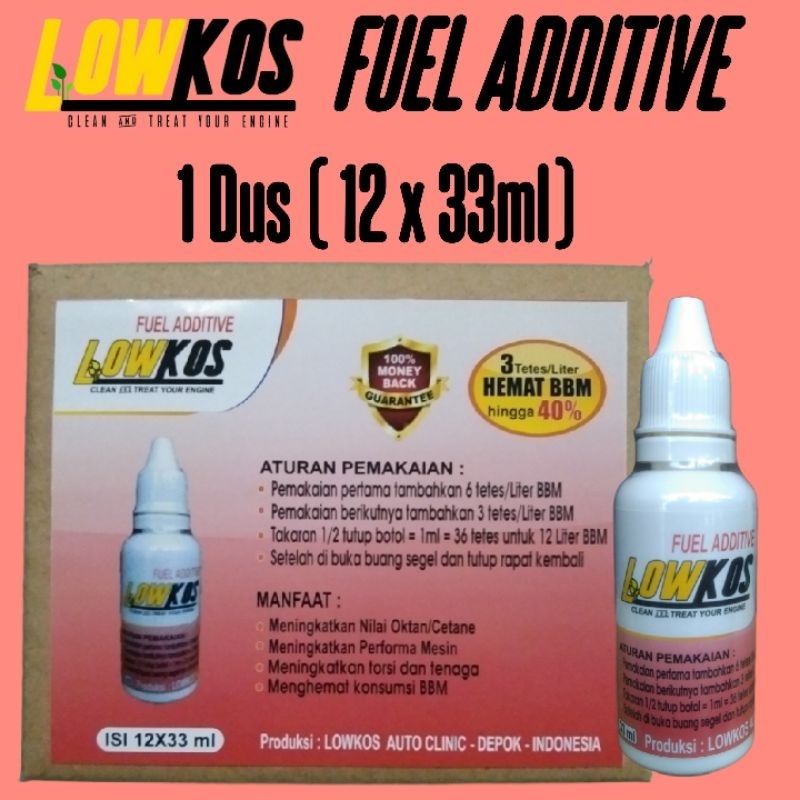LOWKOS - 1 Dus (12 Botol) FUEL ADDITIVE 33 ml Penghemat BBM terbaik