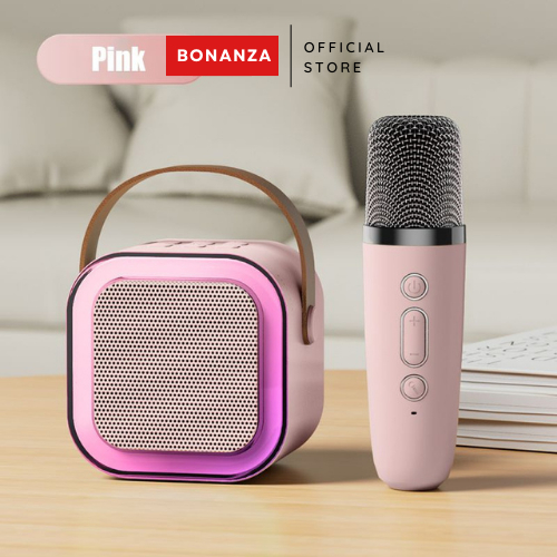 Mic Speaker Bluetooth HP Karaoke LED Mini Portable