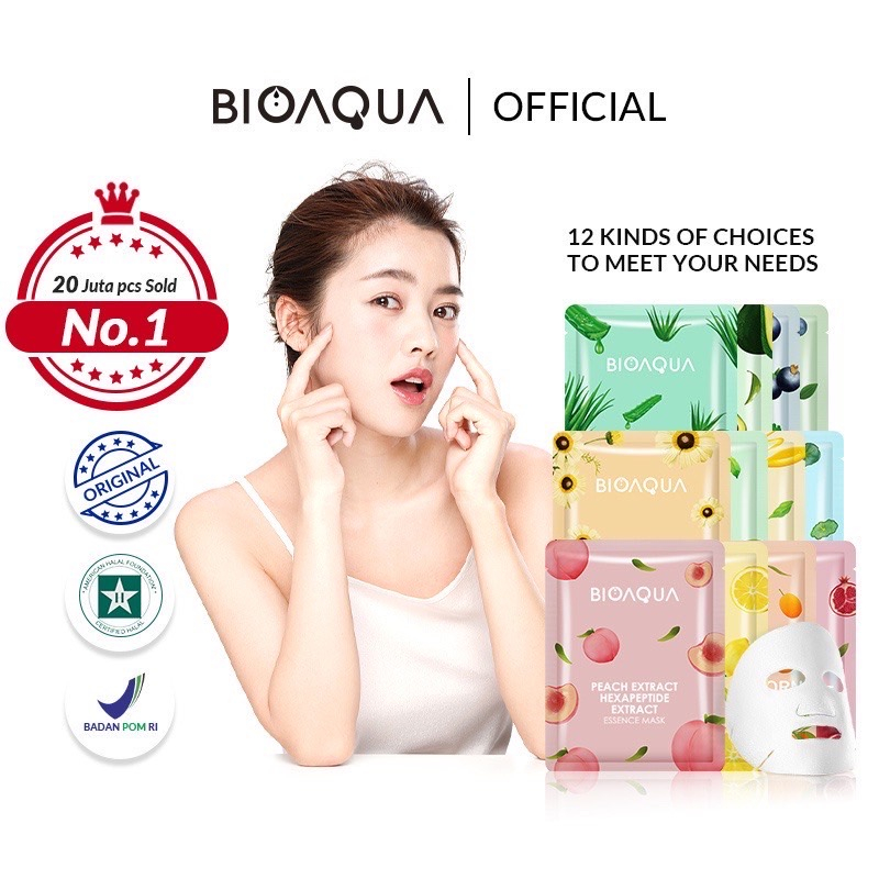 BIOAQUA Sheet Mask Essence Mask Serum Masker Perawatan Wajah Skin Care Brightening Moisturizing ORIGINAL BPOM READY COD TERLARIS