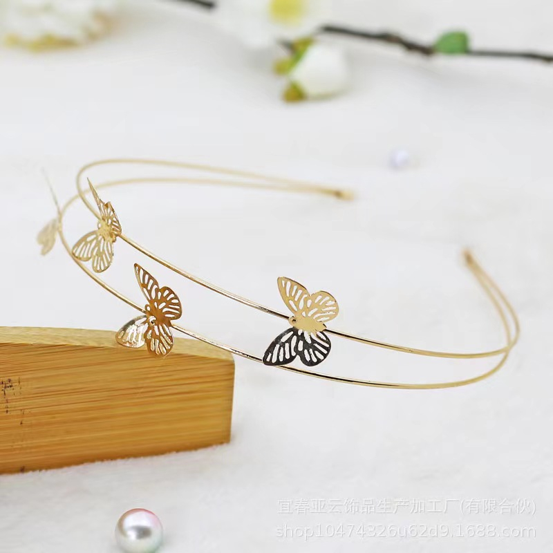 (Hello Girl)B79 Bando Wanita Metal Hias Kupu Kupu Gaya Korea Import