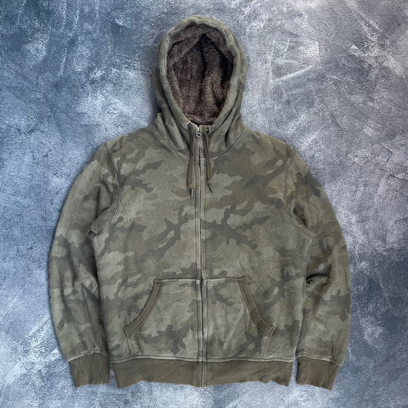 Zipperhoodie Sherpa Camo Uniqlo