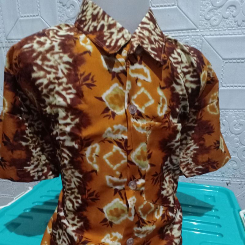 BAJU BATIK SEKOLAH TANGAN PENDEK WARNA KUNING