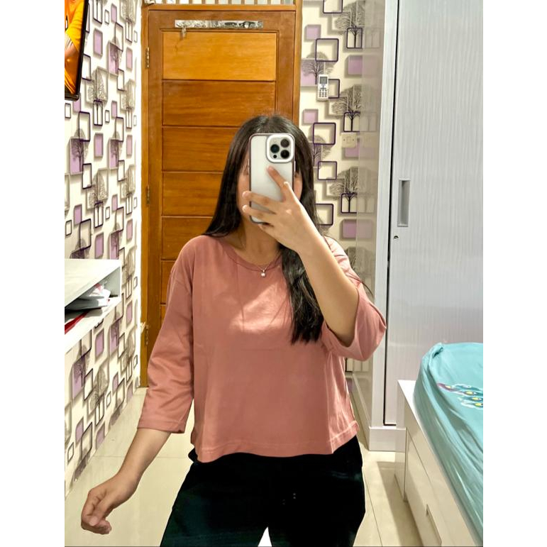 CROP TOP POLOS LENGAN PANJANG ONECK COTTON | BAJU KAOS TUMBLR CROP TEE TSHIRT KAOS KOREA FASHION WANITA