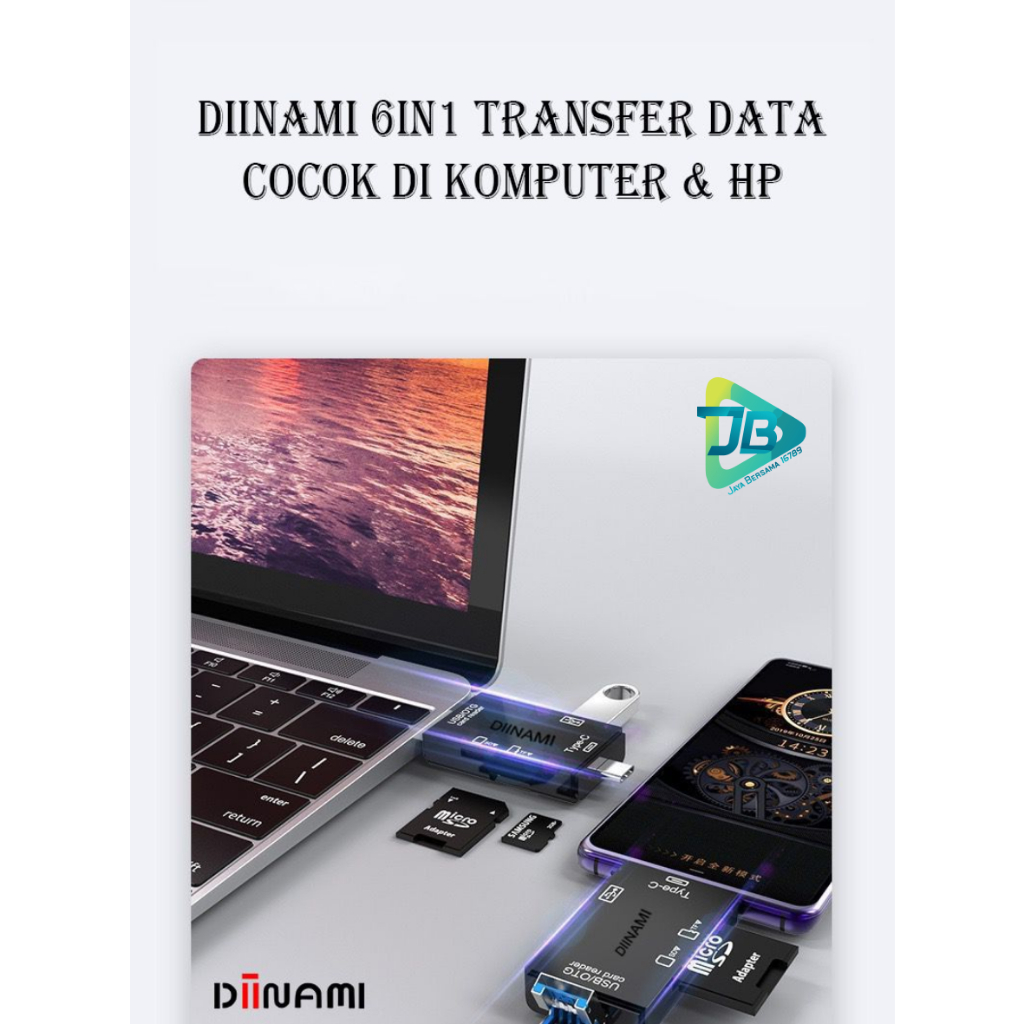 DIINAMI High Speed 6 in 1 OTG Card Reader USB 3.0 SD TF Micro SD Card Reader Type C Micro OTG Card Reader JB9020