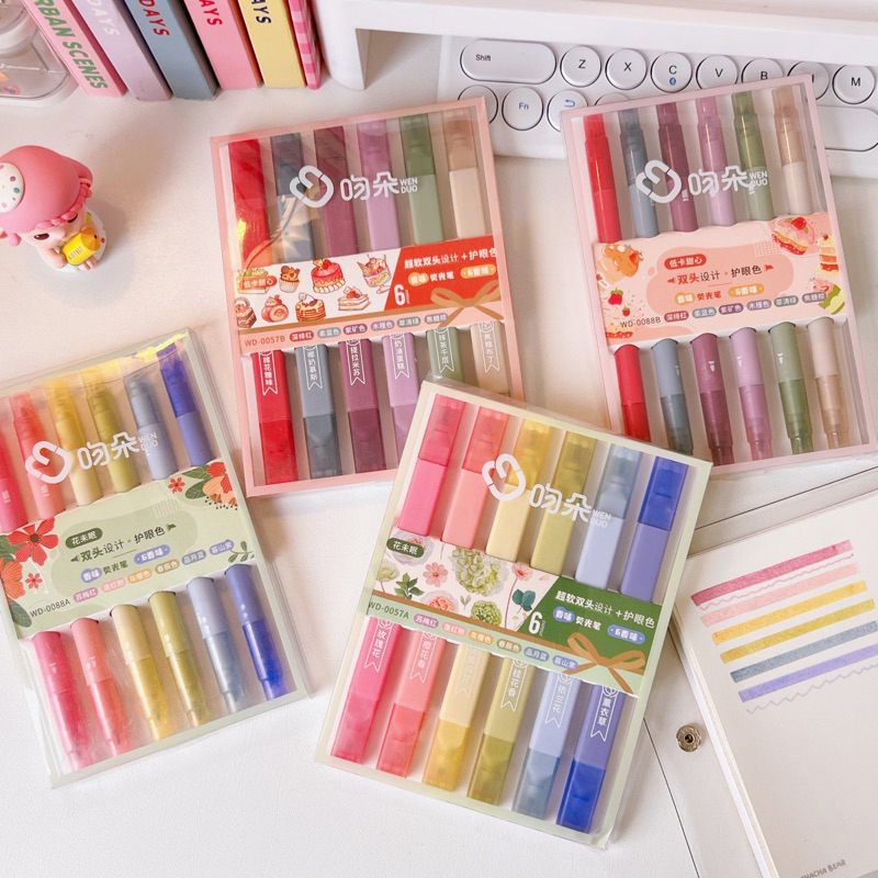 

6PCS atau 3PCS STABILO SET WARNA WARNI DOUBLE SIDE PULPEN DUA SISI HIGHLIGHTER 6 IN 1