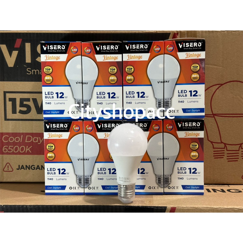 VISERO VINTAGE 12W / 12 Watt Lampu Bohlam Led Bulb E27 Putih