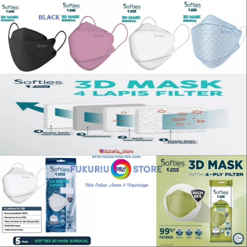 MASKER SOFTIES 3D MASK SURGICAL 4PLY #08 