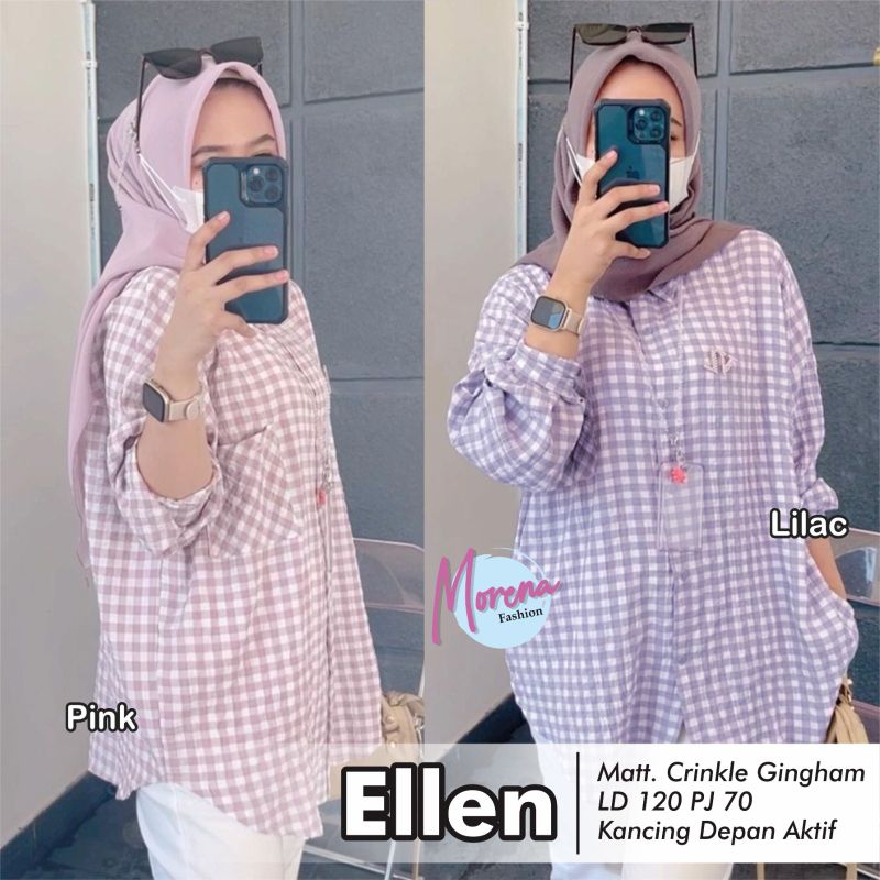 ELLEN BLOUSE JUMBO LD 120 CRINKLE GINGHAM BY MORENA