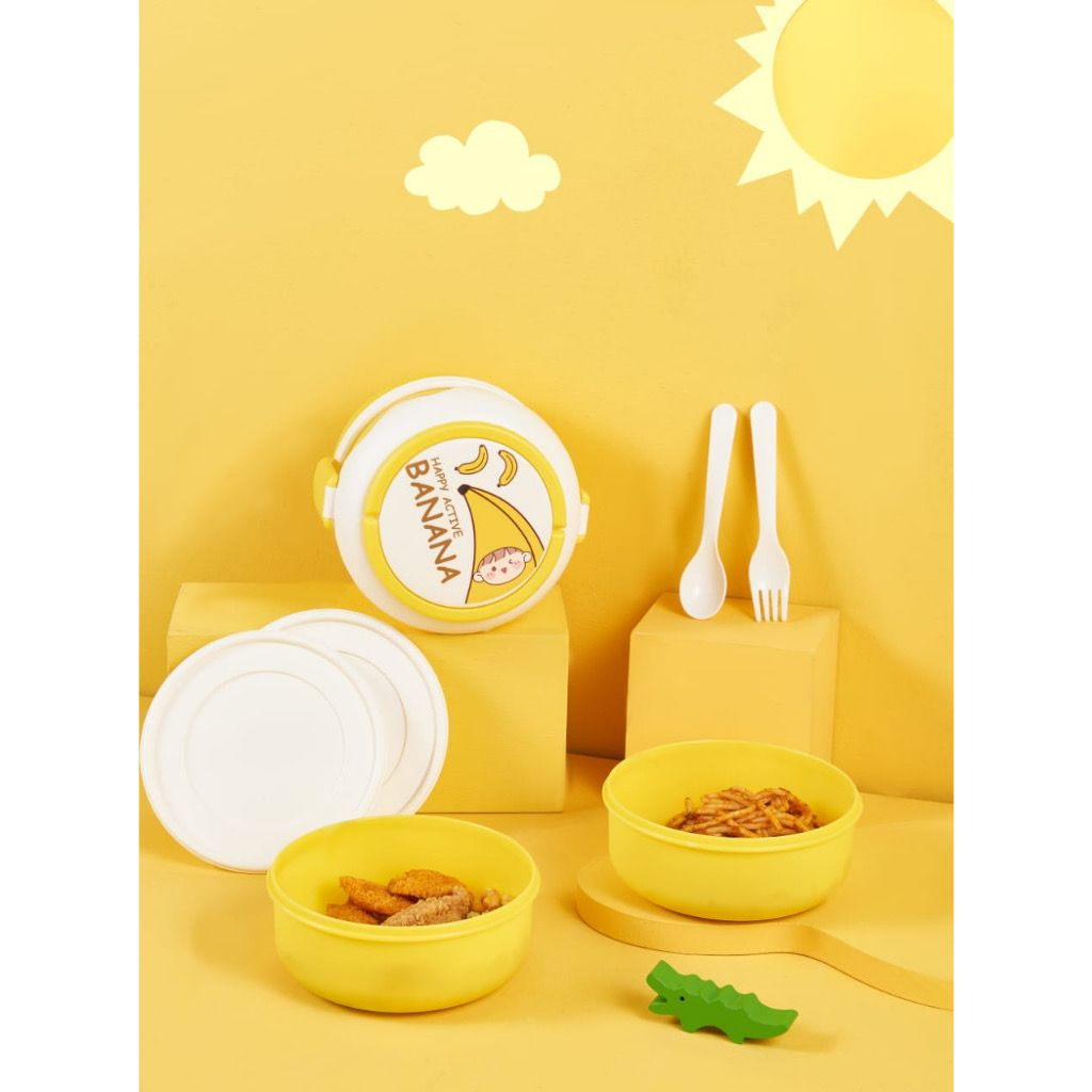 [JUALLARIS.ID]KOTAK MAKAN SEKAT 2 DENGAN SET SENDOK GARPU SUMPIT / LUNCHBOX WITH SENDOK GARPU SUMPIT / IMPORT