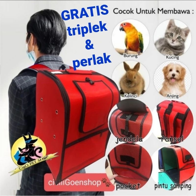 BANYAK GRATISNYA! PET CARGO JUMBO BESAR KUAT TAS KUCING ANJING PET CARRIER HEWAN plus alas triplek travel waterproof