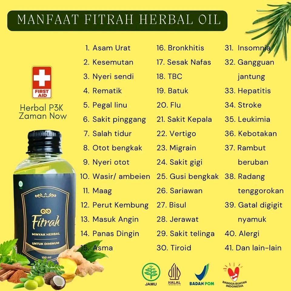 FITRAH HERBAL OIL - Minyak Herbal Multi Khasiat - Untuk Diminum &amp; Dibalur - BISA COD