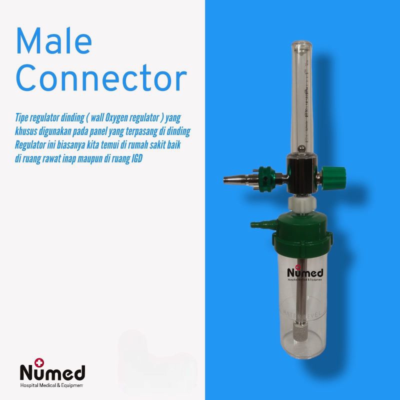 MALE - Flowmeter Wall Oxygen Regulator Cosmo Med / Regulator Oksigen Dinding Cosmomed