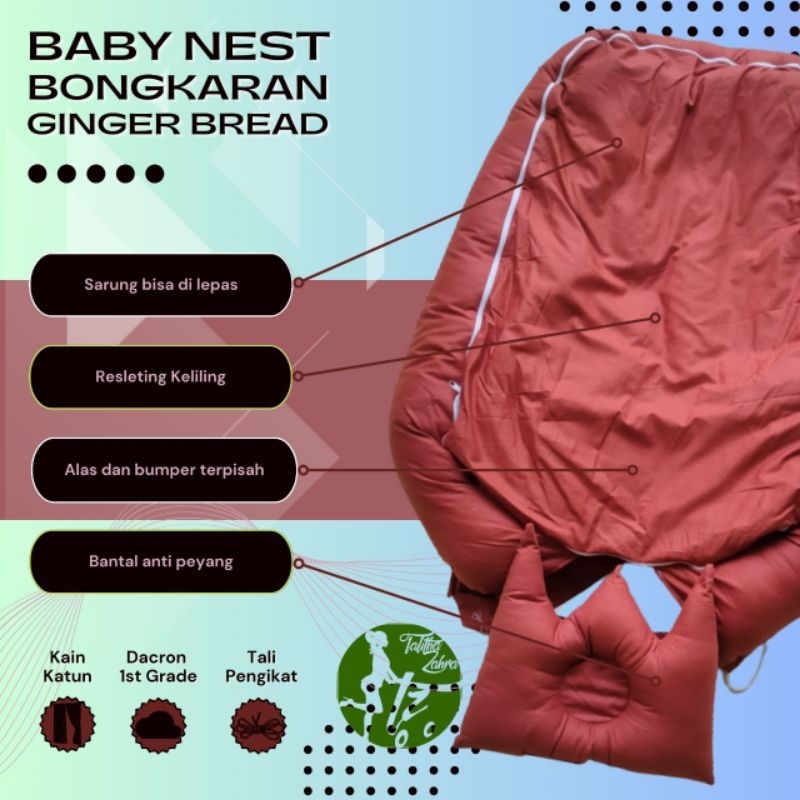 READY STOCK BABY NEST polos premium kasur bayi / BABYNEST ZIPPER Free Bantal Peang/ Babynest sarung bisa dilepas