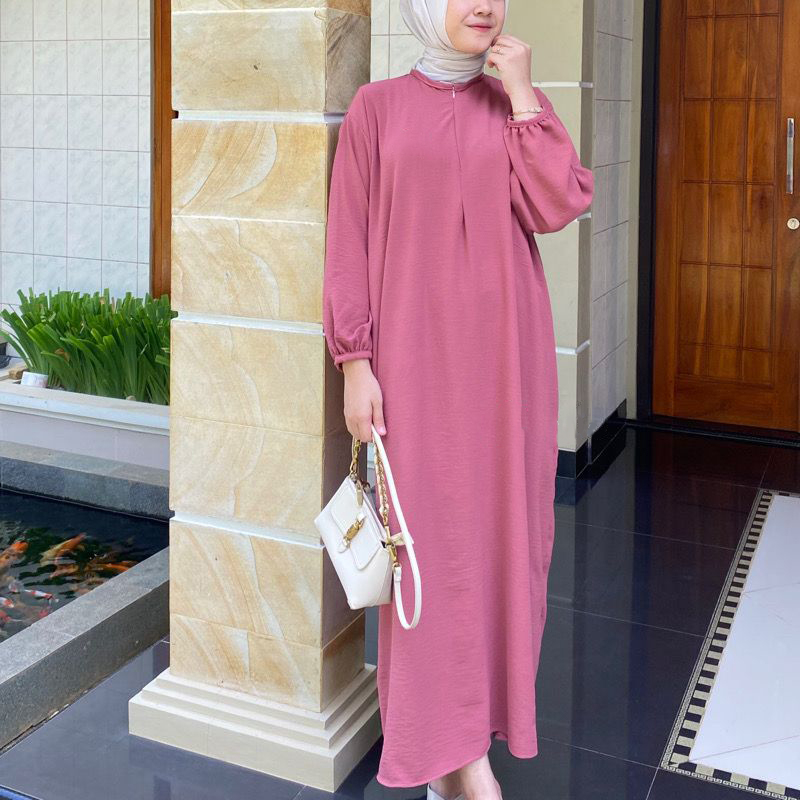 MIDI DRESS LENGAN 3/4 LENGAN BALON KARET JUMBO LD 120 BUSUI FRINDLY